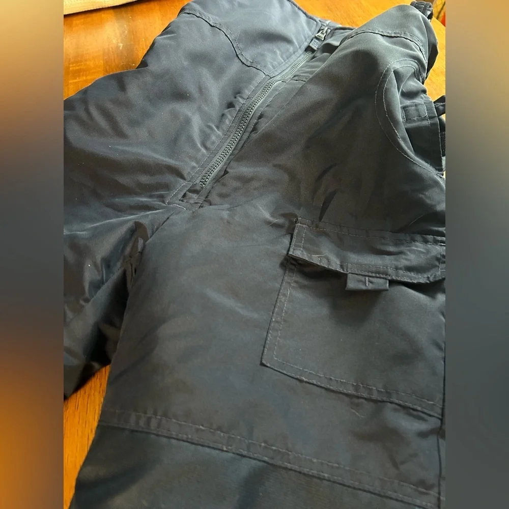 London Fog Navy Snow Bibs Boys 7 | Insulated Overalls, Zip Front, Cargo Pockets
